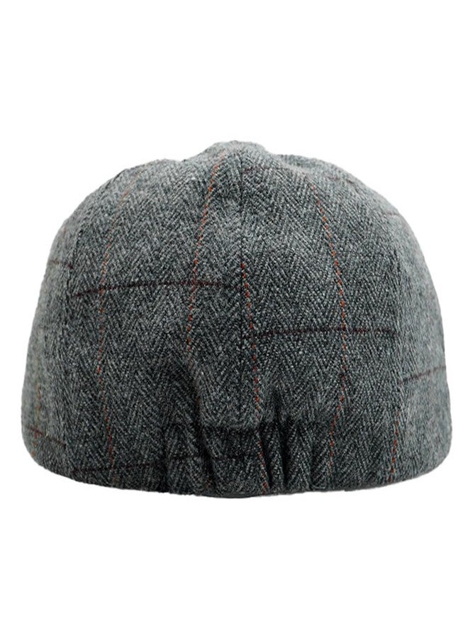 Charmylo Newsboy Cap Gatsby Baker Boy Hat Flat Caps Tweed Adjustable Peaky Herringbone Cloth Cap Hat Grey - Image 2
